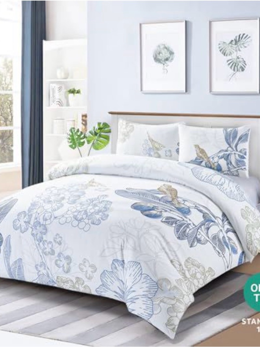 Amazon Blue and White Botanical Duvet Cover Set